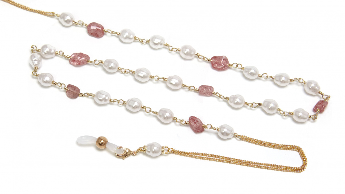 Цепочка Ronda 162к, юв.спл, жемчуг речной, яшма, серебряный, р 65