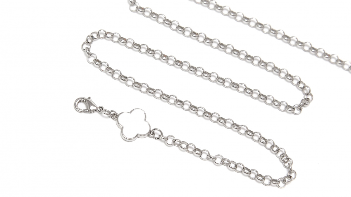 Цепочка Ronda 97сб, юв.спл, белый, серебряный, р 65