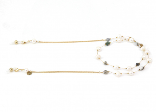 Цепочка Ronda 162я, юв.спл, жемчуг речной, яшма, золотой, р 65 - Вид 2