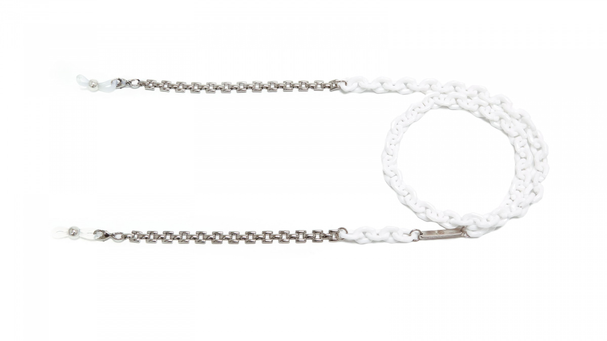 Цепочка Ronda 165сб, юв.спл, ацетат, серебро, белый, р 65